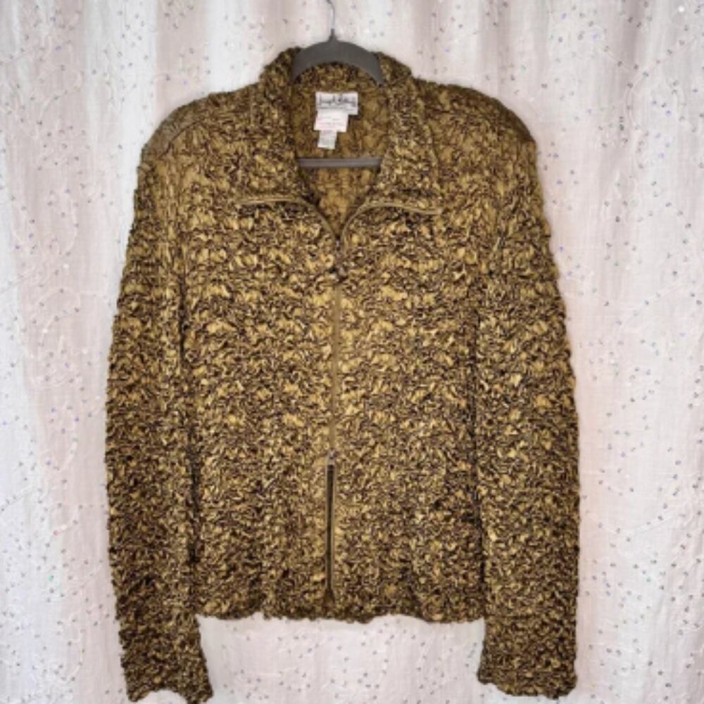 Vintage 70/80s Joseph Ribkoff Satin Crinkle Jacket Union Made in Canada Size 16